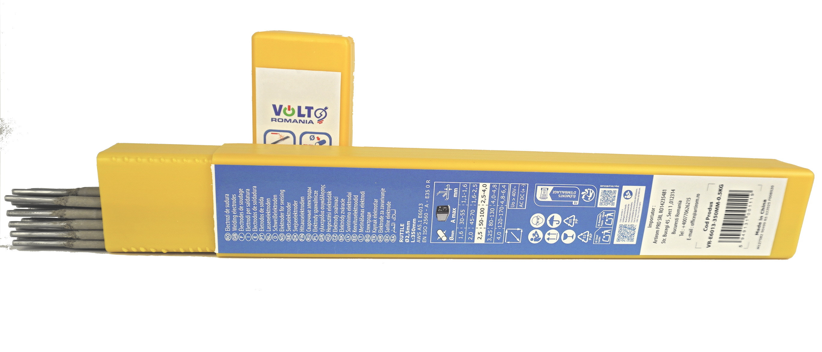 Electrozi de sudura Rulitici E6013, 2.5 X 350mm 0.5 Kg, Echivalent Supertit Fin, Volt Romania